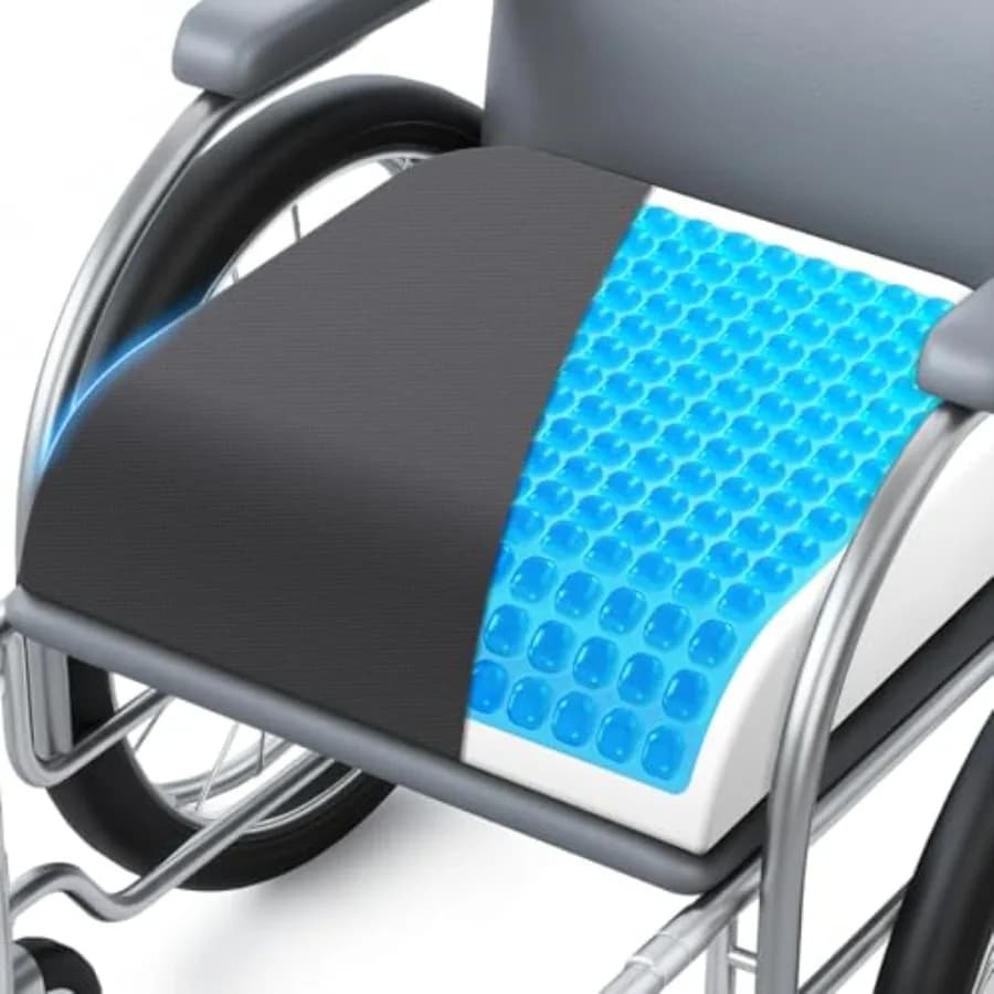 Cuscino per sedia a rotelle - Cuscino per sedia da ufficio in gel rinfrescante e memory foam con fondo antiscivolo e rivestimento lavabile ergonomico
