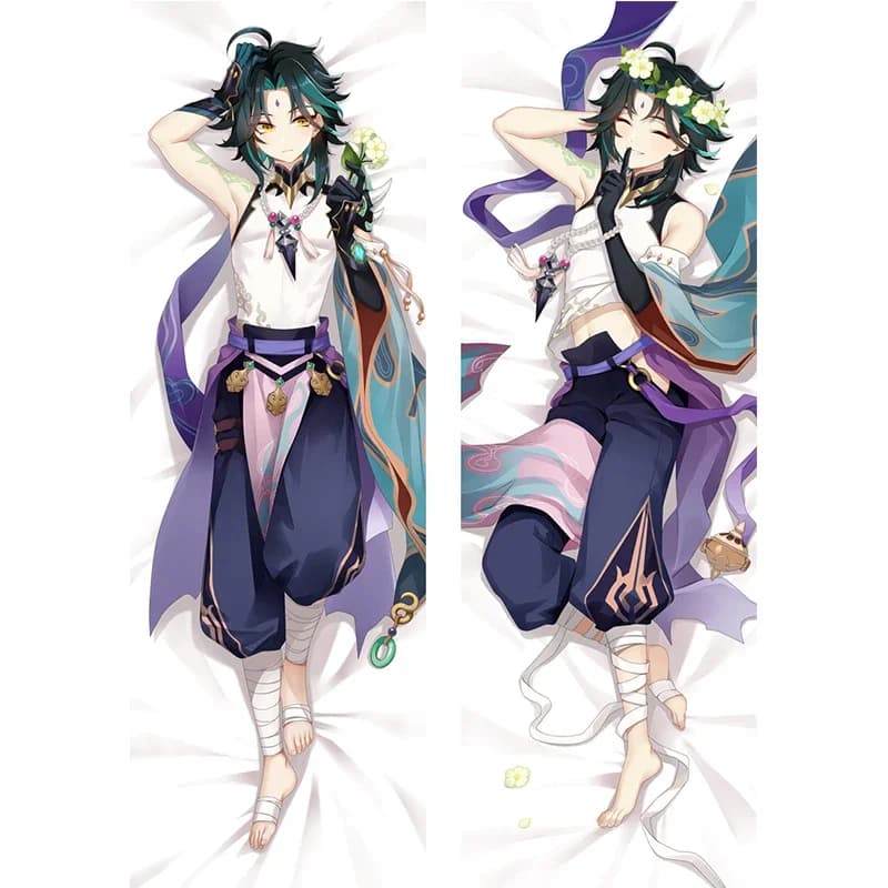 Anime Genshin Impact Xiao Cosplay Body Pillow Case Cosplay Accessories Two Sides Hugging Cushion Cover Peachskin Pillowcase