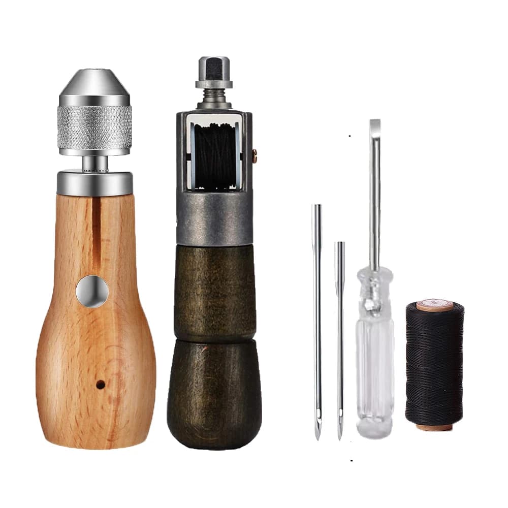 Kit filo per punteruolo per cucire in pelle Macchina da cucire manuale fai-da-te Cucitrice rapida Cucitura artigianale in pelle Calzolaio Strumento di riparazione su tela