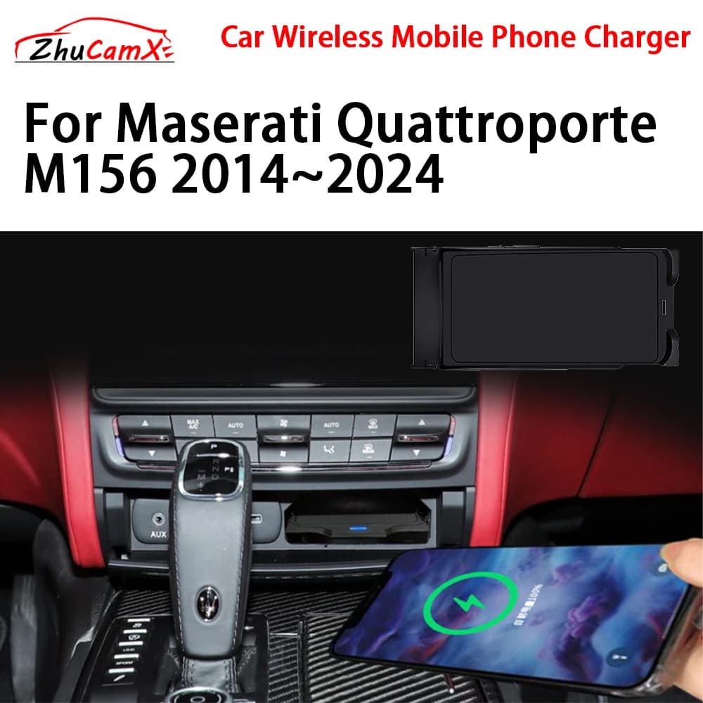 Car Wireless Mobile Phone Charger Center Console Storage QI 18W iPhone fast charge for Maserati Quattroporte M156 2014-2024