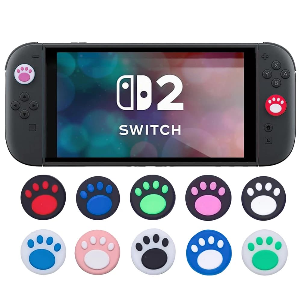 4pcs Cat Paw Silicone Analog Thumb Grip Caps Compatible with Nintendo Switch 2 (2025) Joystick Protective Cover