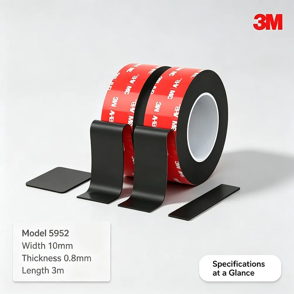 3M 1/2/5 Rolls VHB 5952 Double Sided Foam Tape Heavy Duty Waterproof Adhesive Tapes For Car Decor Household Wall Mounting Tapes