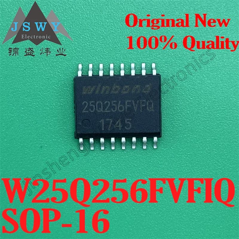 (10/50 pezzi) W25Q256FVFIQ SOP16 Memoria flash seriale NOR da 256 Mbit, 100% nuovo, originale, disponibile, chipset