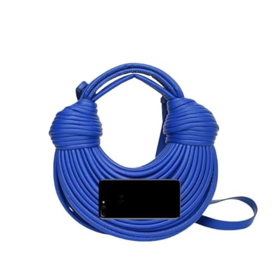 Borsa a mano da donna in tessuto intrecciato, con manico superiore, a tracolla, a spalla, creativa, modello 'Noodles', borsa sottospalla, borsetta