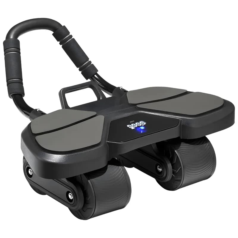 Black Ab Wheel Roller with elbow support, strength training, fitness, abdominal training
