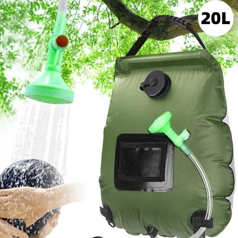 1pcs 20L Portable Outdoor Fold Camping Shower Water Bag Wash Bag Solar Heat Absorption Shower Bag