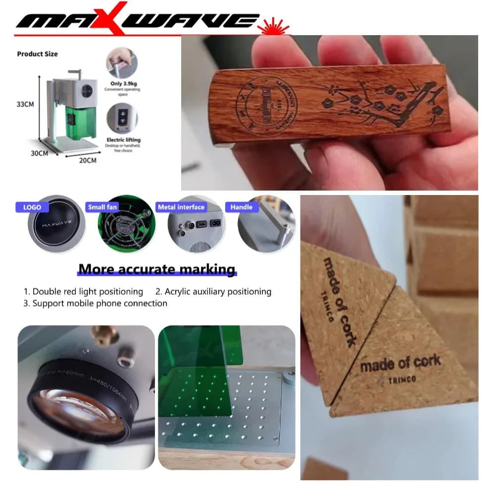 Maxwave F25CA Macchina per marcatura Incisore laser Compatto 3,9 kg Design Doppia lunghezza d'onda 450 nm/1064 nm Raffreddato ad aria Supporto Carattere Importazione