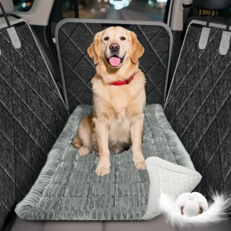 Cuccia per cani ispessita per sedile posteriore auto, fondo migliorato antiscivolo, adatta a sedili rigidi, coprisedile auto premium per cani.