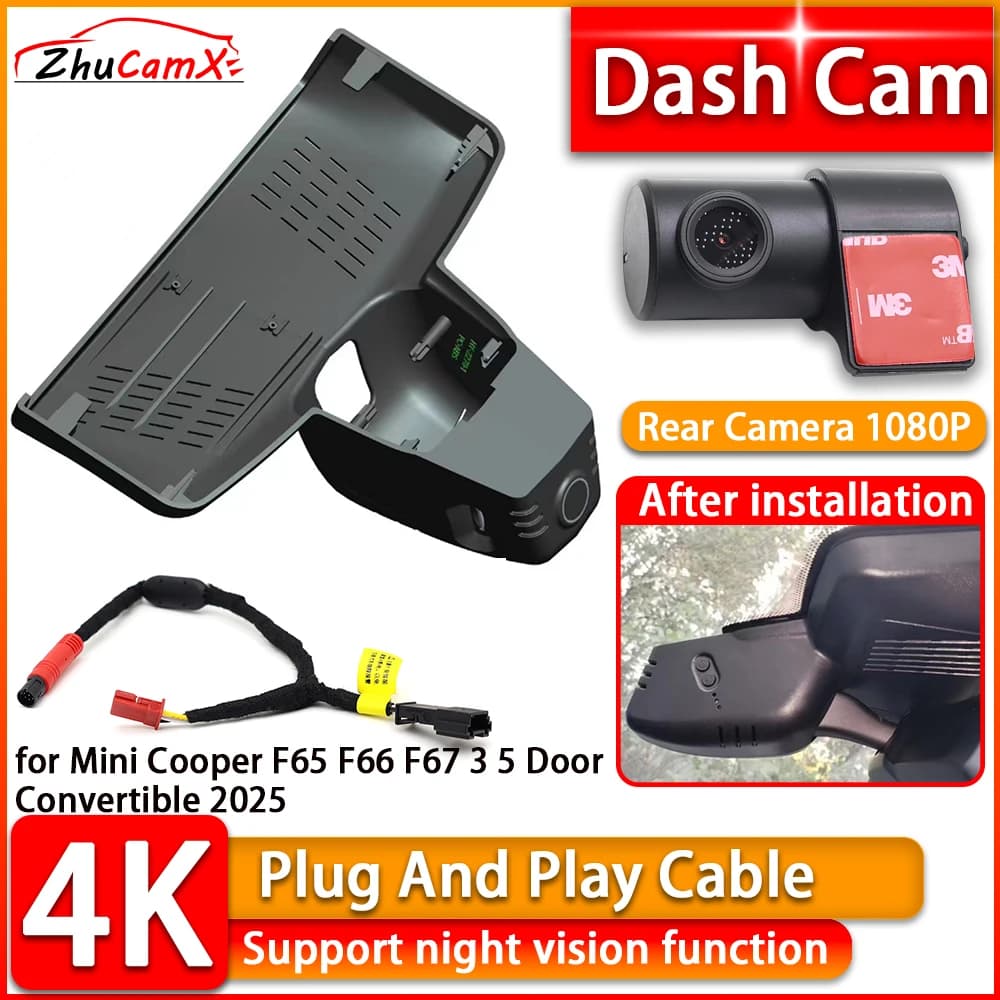 Wiifi 4K Dash Cam per Mini Cooper F65 F66 F67 3 5 porte convertibili 2025 DVR anteriore posteriore telecamera per auto Plug and Play videoregistratore
