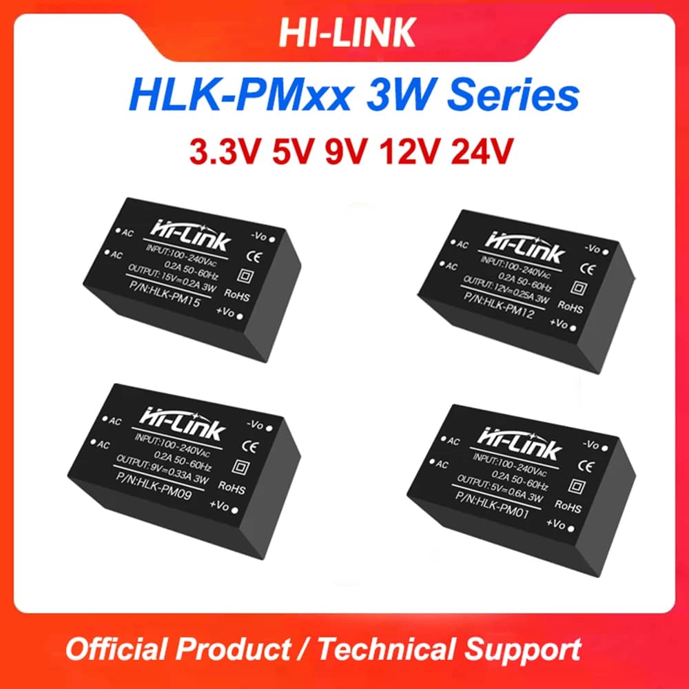 Hi-Link ACDC Step Down Switching Converter PM01 PM03 PM09 PM12 PM24 Hi Link 3.3V 5V 9V 12V 24V Isolated Power Supply Module