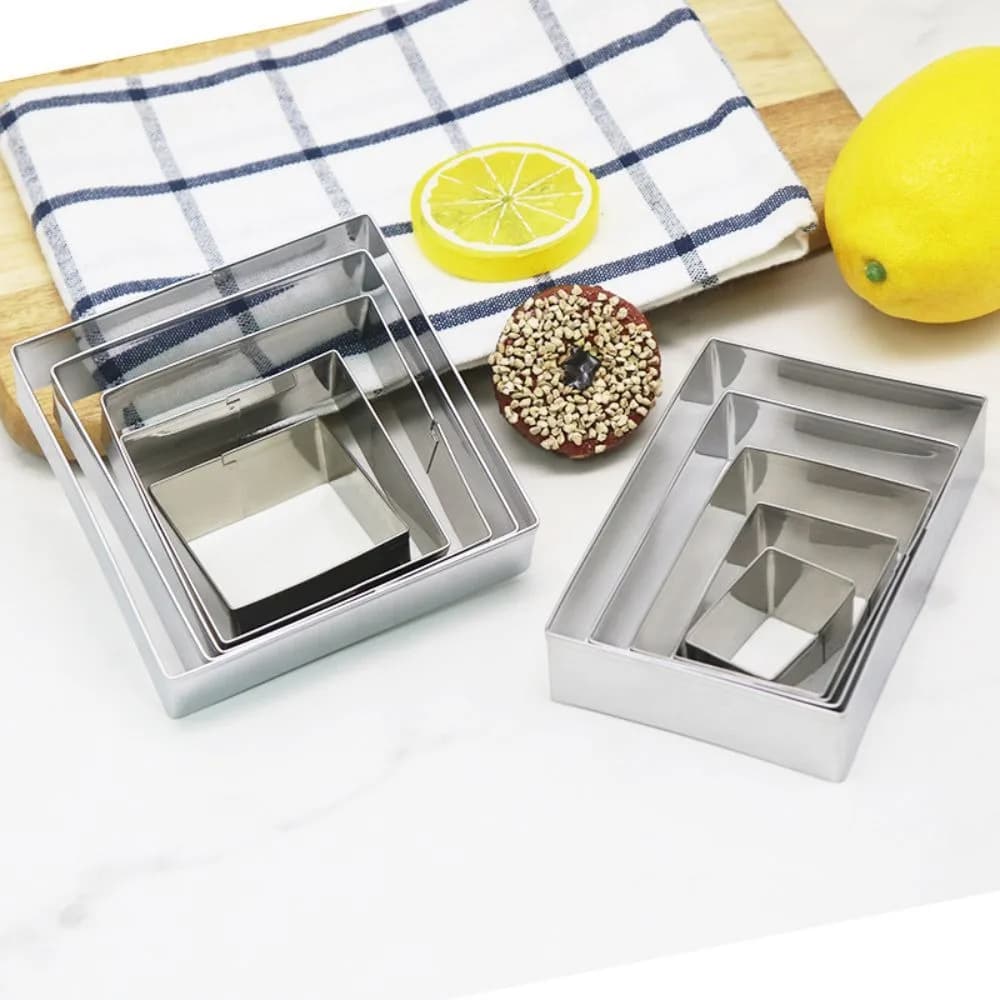 5 pezzi/set durevole stampo per biscotti in acciaio inossidabile rettangolo taglierina per biscotti fai da te portatile conveniente taglierina per frutta da cucina