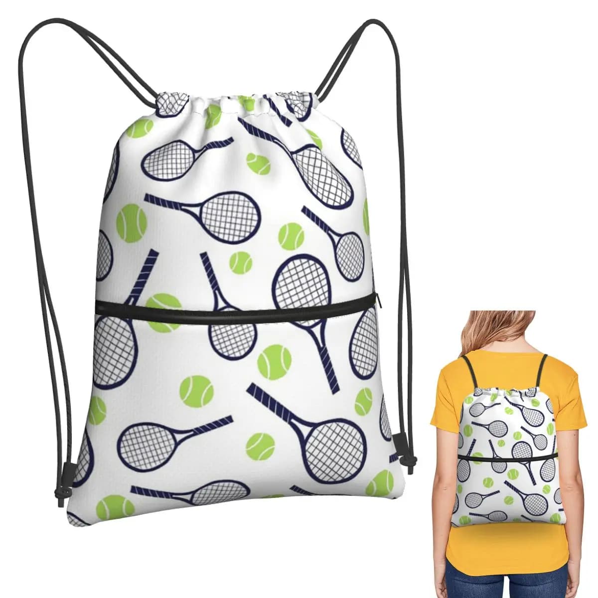 Zaini per racchette da tennis e palline, borse sportive alla moda con coulisse, borse per libri da viaggio per studenti