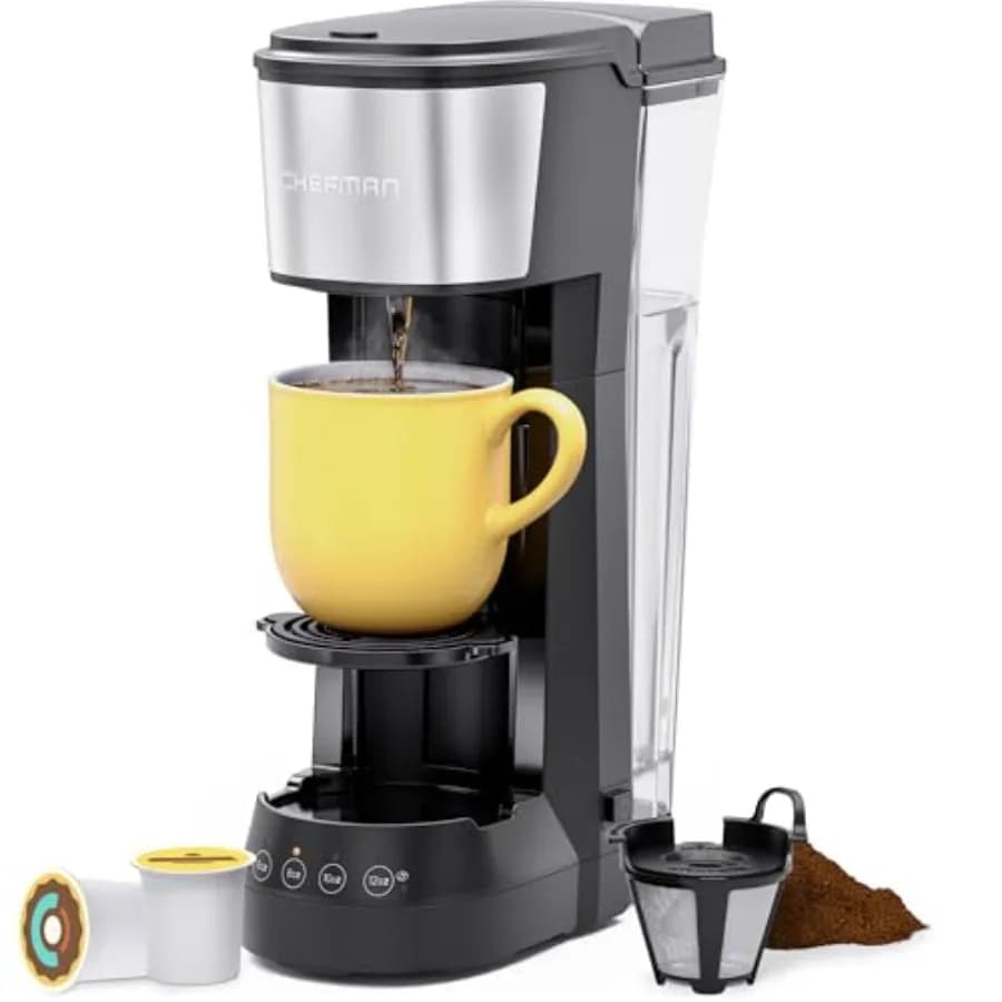 Single Serve Coffee Maker, K Cup Coffee Machine: Compatible with K-Cup Pods and Ground Coffee, Brew 6 to 12oz Cup Drip Coffee M