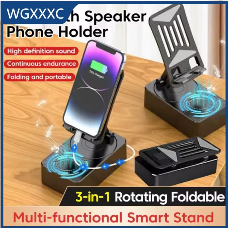 Phone Holder 3 in 1 Wireless Audio Bluetooth Speaker Adjustable Foldable Desktop Holder For Family Live iPhone Xiaomi Lazy Stand