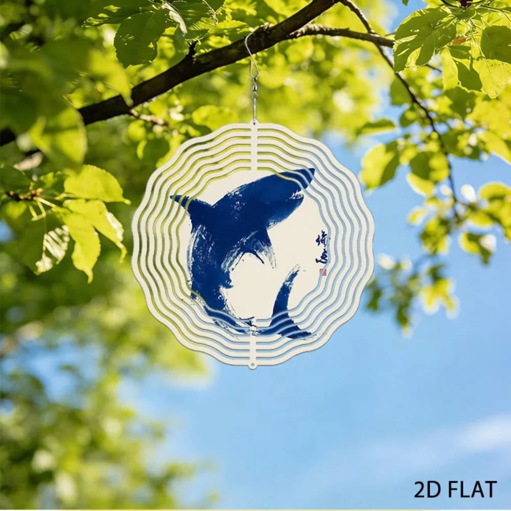 Iron Wind Chime Art Shark Outdoor Garden Decor Asian Style Yard Lawn Art 9.8in