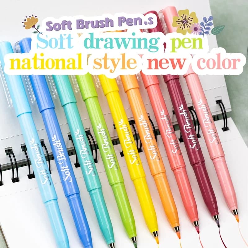 GN 6Pcs Soft Brush Tip Marker Pens Artist Markers Brush Pens Hand Lettering Calligraphy Retro Colors for Journaling Drawing