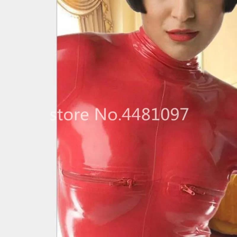 Catsuit in lattice di gomma rosso fatto a mano al 100% con guanti e calzini Body generale Body Fetish Catsuit Suit Wear Plug Size XS-XXXL