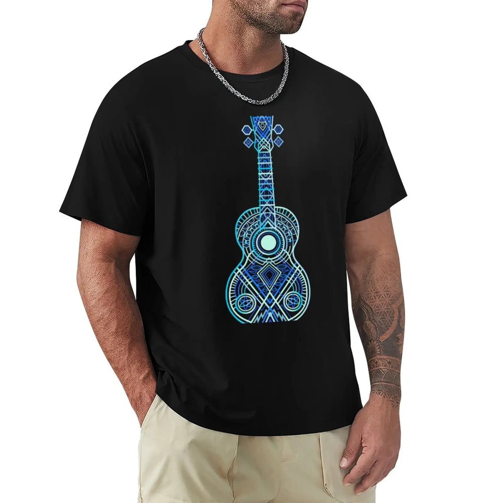 NO TEXTS 2023 String Theorys 1 Bright Blues 100 Days of Ukuleles T-shirt da lavoro a maniche corte