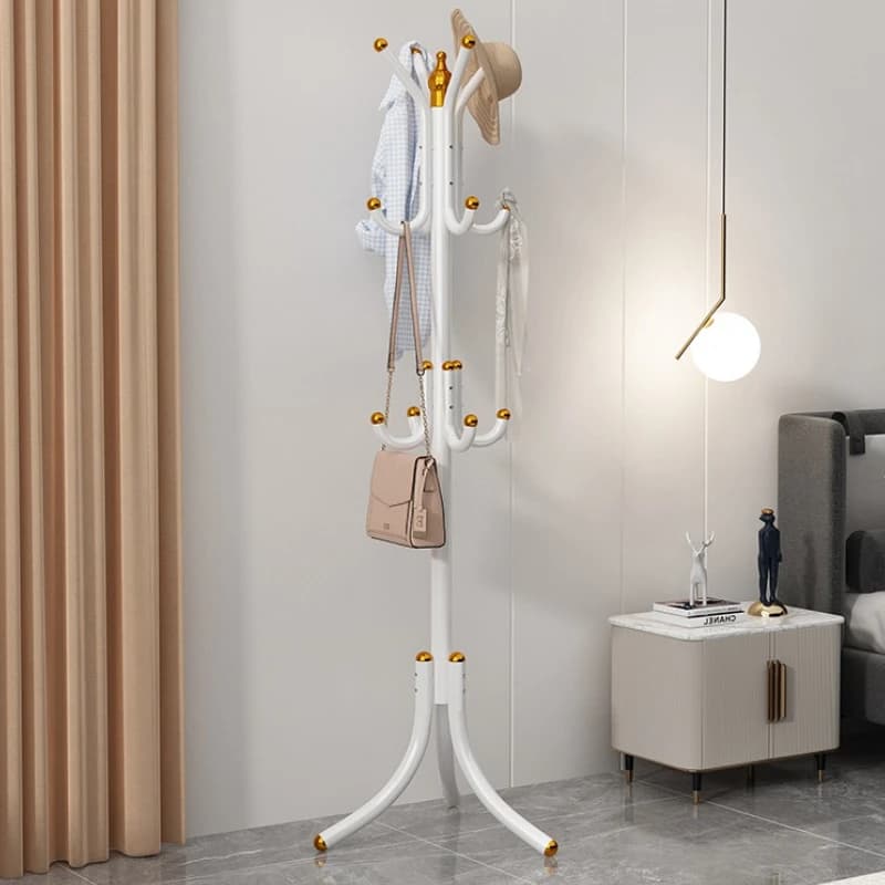 Standing Coat Rack Iron Floor Clothes Racks Modern Corner Clothes Hanger Aesthetic Multifunctional Dress Hangers Room Furniture