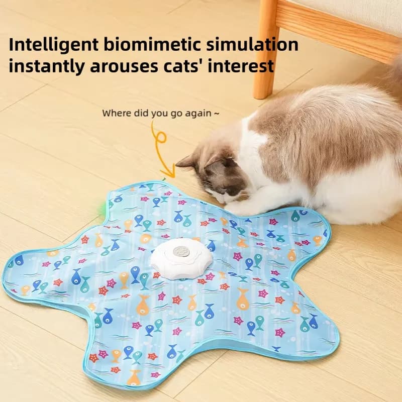 Giocattolo Interattivo per Gatti con Movimento Automatico e Suono, Gioco di Nascondi e Cerca con Piume Nascoste, Giocattolo Sonoro per Animali Domestici da Interno