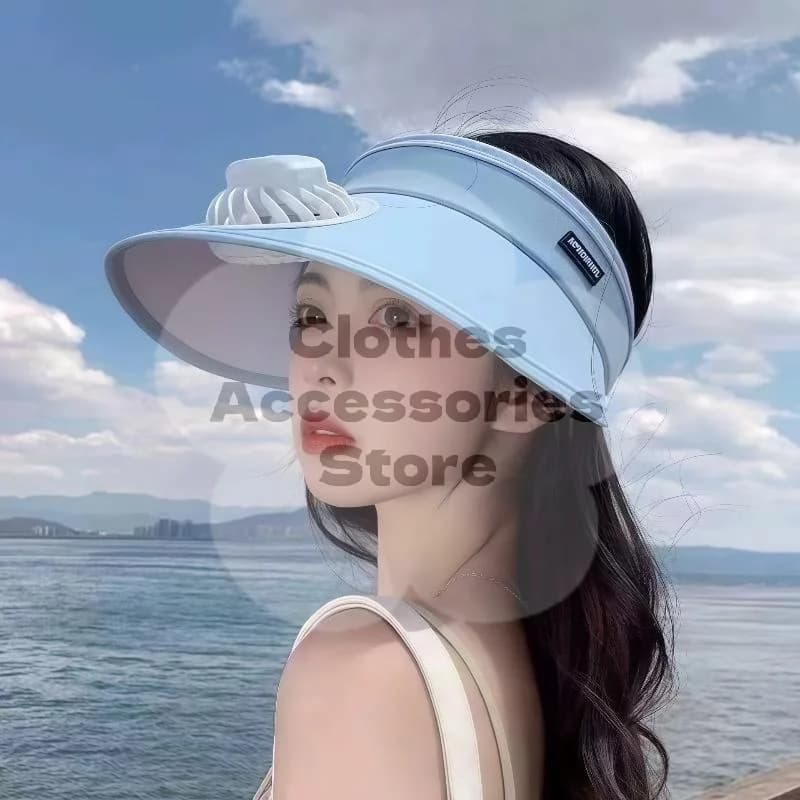 Cappello Parasole da Esterno con Ventola USB, Tesa Larga, Protezione Solare, Rinfrescante Estivo per Campeggio ed Escursionismo