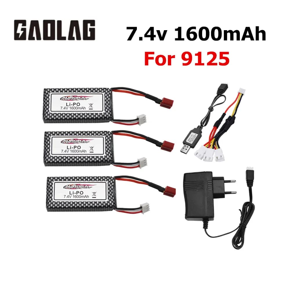 Batteria Lipo da 7,4 V 1600 mAh per XINLEHONG 9125 144001 Giocattoli RC Pezzi di ricambio per auto Batterie 2S 7,4 V per 9125