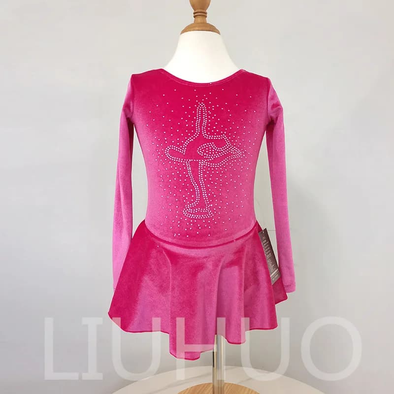 LIUHUO Pattinaggio di Figura sul Ghiaccio Vestito Delle Ragazze Delle Donne di Velluto Rosa Concorso All'ingrosso BD873
