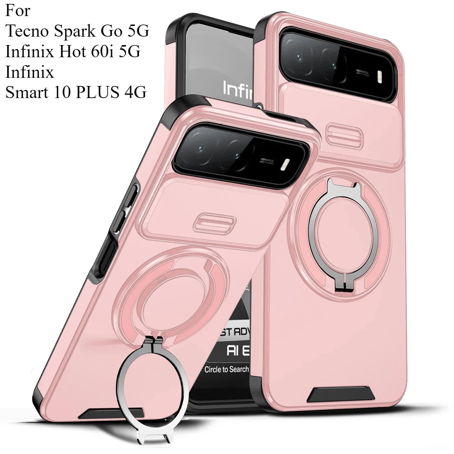 Per Infinix Smart 10 Hot 60i Hot 50 60 Pro Plus Tecno Spark Go 5G Obiettivo scorrevole anello rotante cassa del telefono copertura di ricarica magnetica