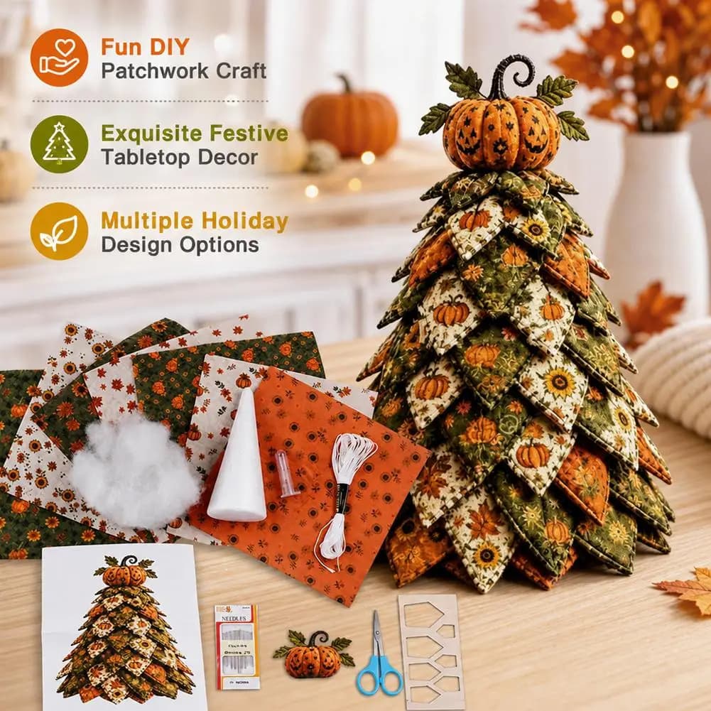 DIY Quilted Christmas Tree Kit Handcraft Beginner‑Friendly Vintage Style Christmas Sewing Kit Handmade Holiday Ornament
