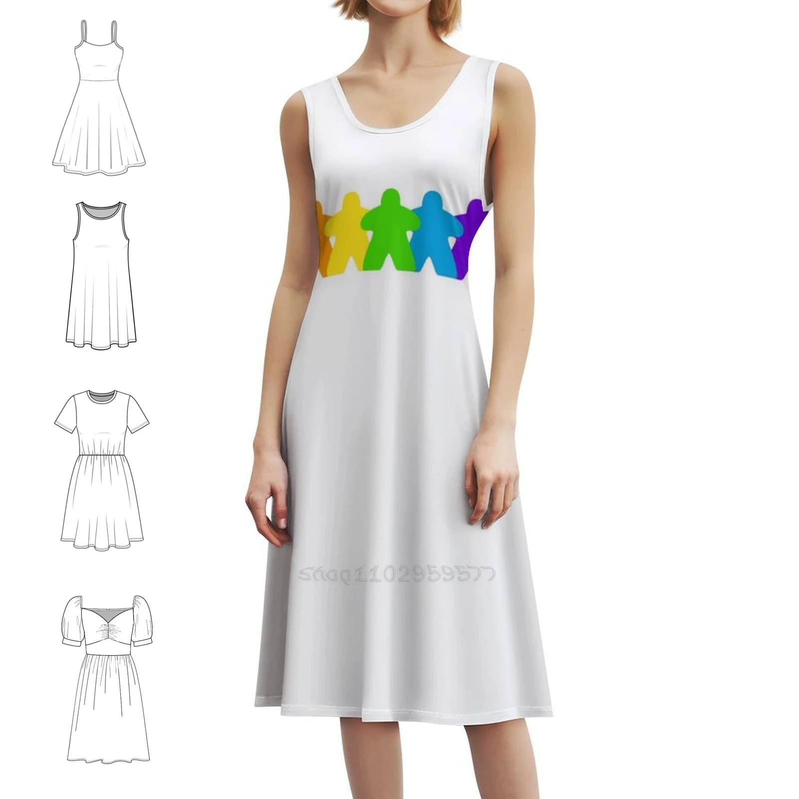 Tutti i colori del vestito grembiule floreale arcobaleno dell'orgoglio Meeples-Gaymer per le donne Abito casual primavera estate per la festa arcobaleno