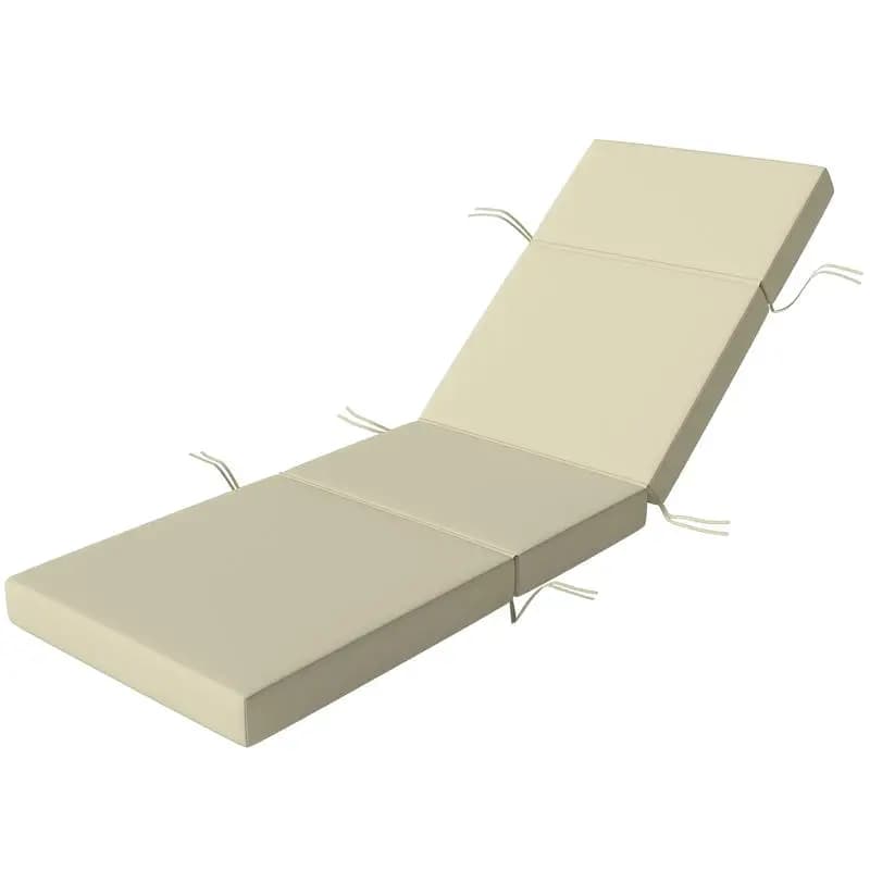 Cuscino per chaise longue Outsunny, cuscini per sedia a sdraio da esterno spessi 4 pollici con lacci per patio, 26 x 80 pollici, bianco crema