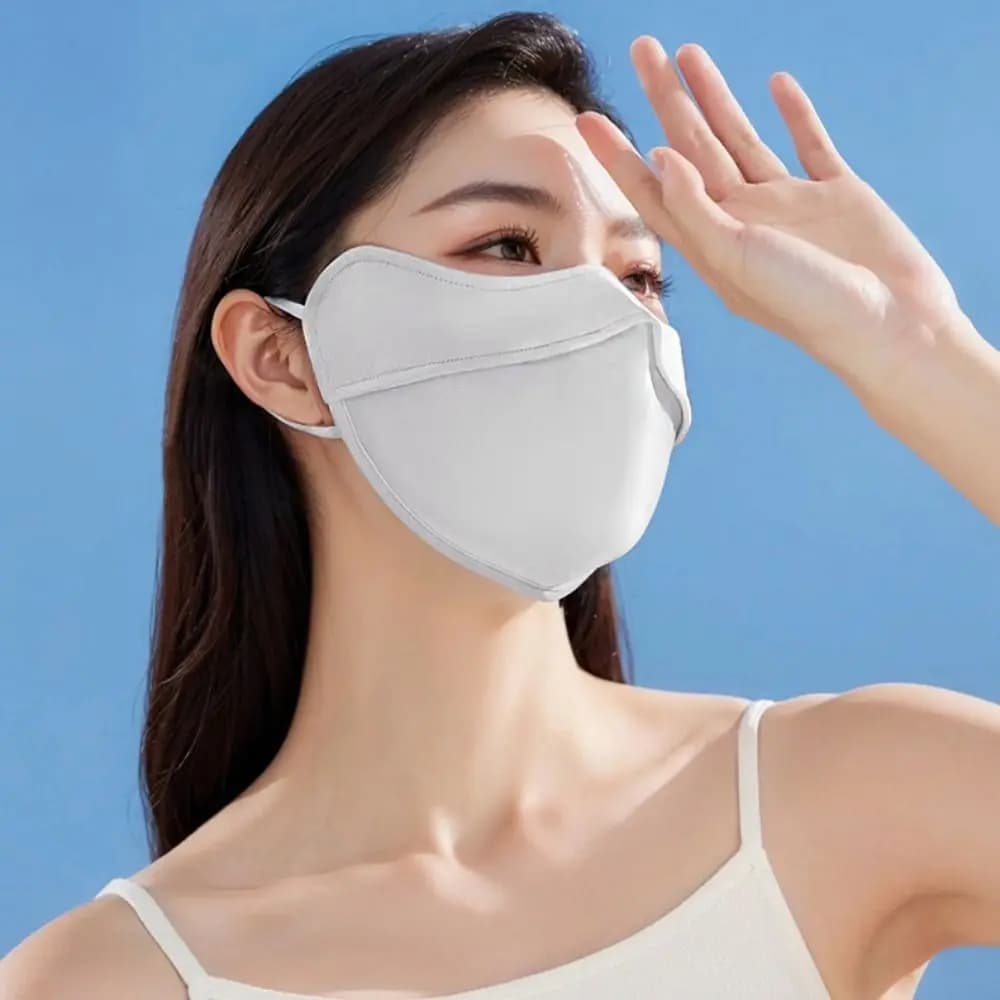 Sciarpa Protettiva Solare per il Viso in Seta Ghiacciata, Maschera Traspirante in Nylon per l'Estate, Protezione UV, Copriviso Monocolore, Maschera Gini per Golf