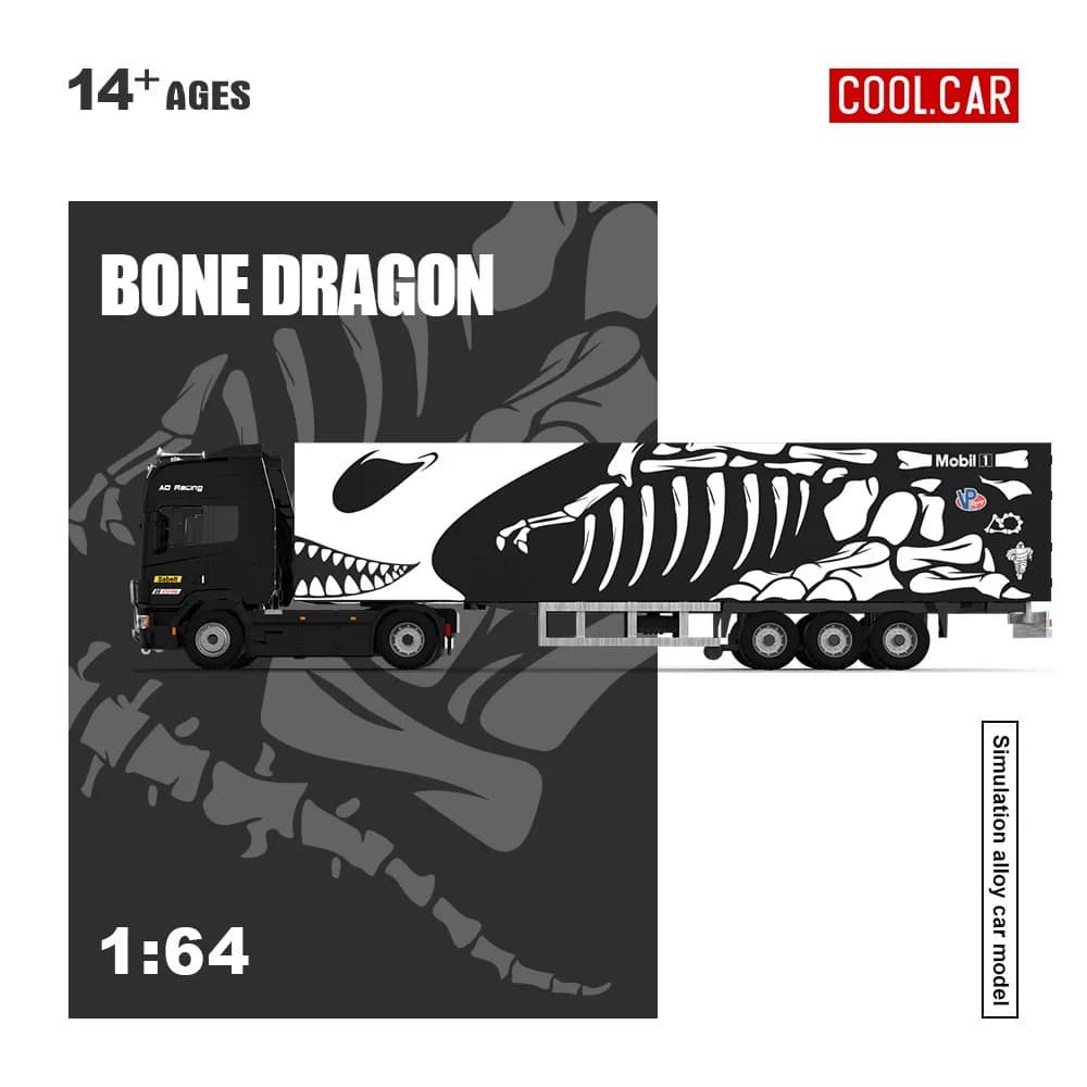 *Preordine* Modellino di Camion Container Bone Dragon in Scala 1:64, Auto in Lega Dipinta per Collezione e Regalo