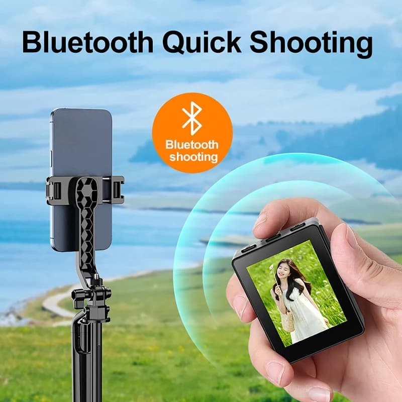 Smartphone Fotocamere posteriori Telefono Selfie Monitor Schermo Bluetooth per Selfie Vlog Live Stream Video per iPhone Android Selfie Stick
