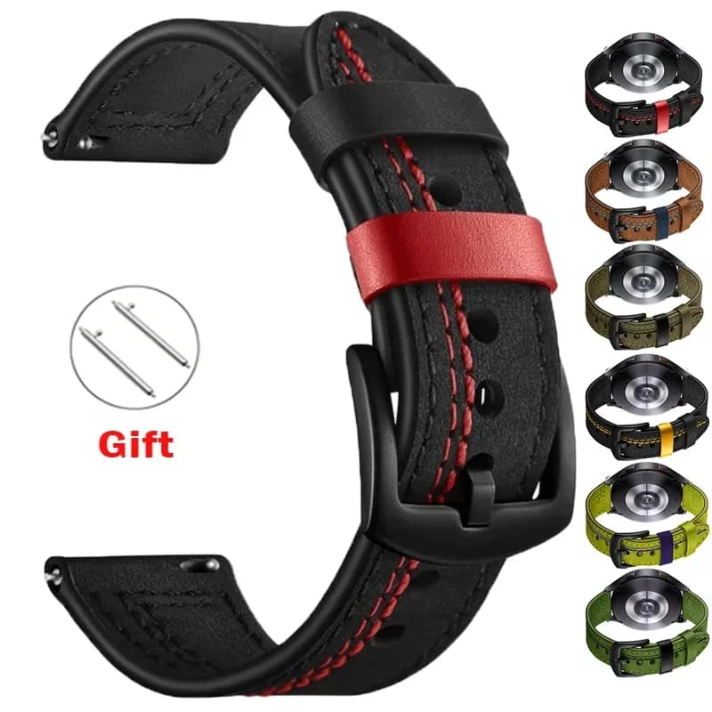 Leather strap for Samsung Galaxy watch 6 4 strap 6 classic/5/pro/Active 2 20mm 22mm bracelet Huawei Watch GT 4/2/3/pro straps