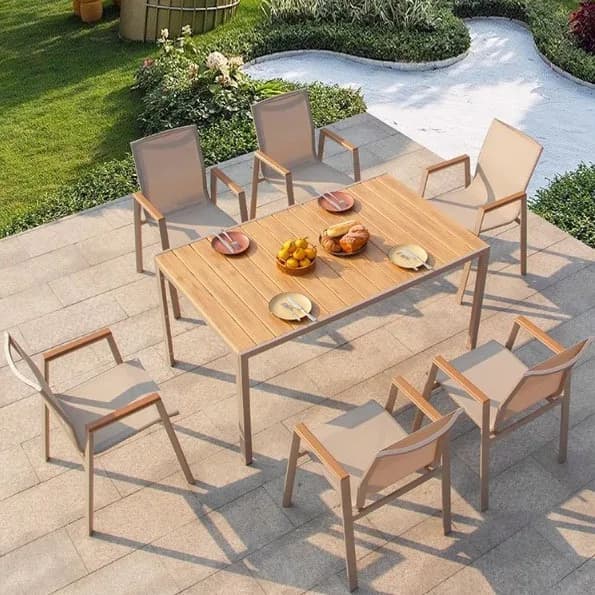 Outdoor Dining Set All Aluminum Frame Patio Table Chair With Water Repellent Cushion For Backyard Garden Villa Cafe