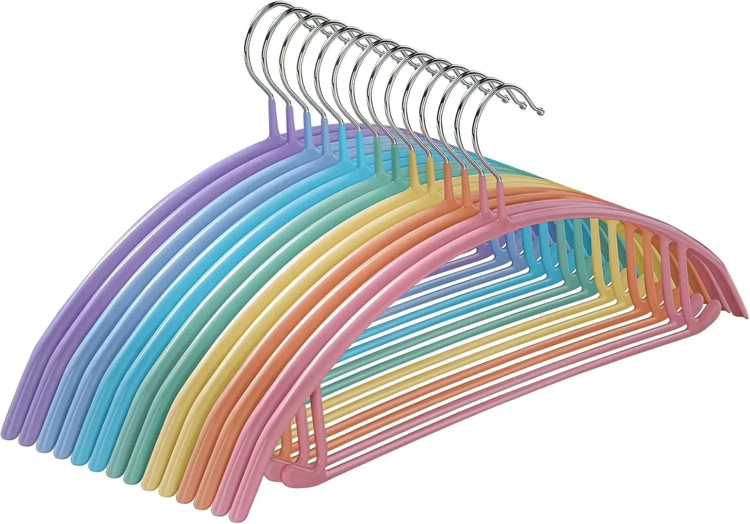 Confezione da 14 Appendiabiti Resistenti, Senza Riflessi sulle Spalle, Rivestimento in PVC Antiscivolo per Maglioni, Vestiti, Giacche e Pantaloni