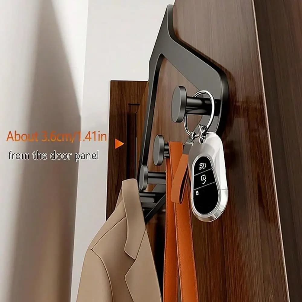 Gancio per porta nero in metallo con 6 ganci triangolari integrati per appendere vestiti, cappelli, appendiabiti, portafogli, asciugamani, chiavi sulla porta