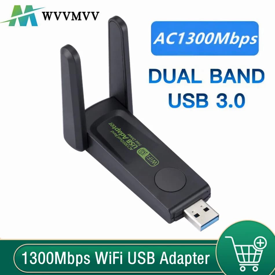 1300Mbps WiFi USB Adapter Dual Band 2.4G/5Ghz Wi-Fi Dongle 802.11AC Powerful Antenna Wireless Receiver For PC Laptop Driver Free