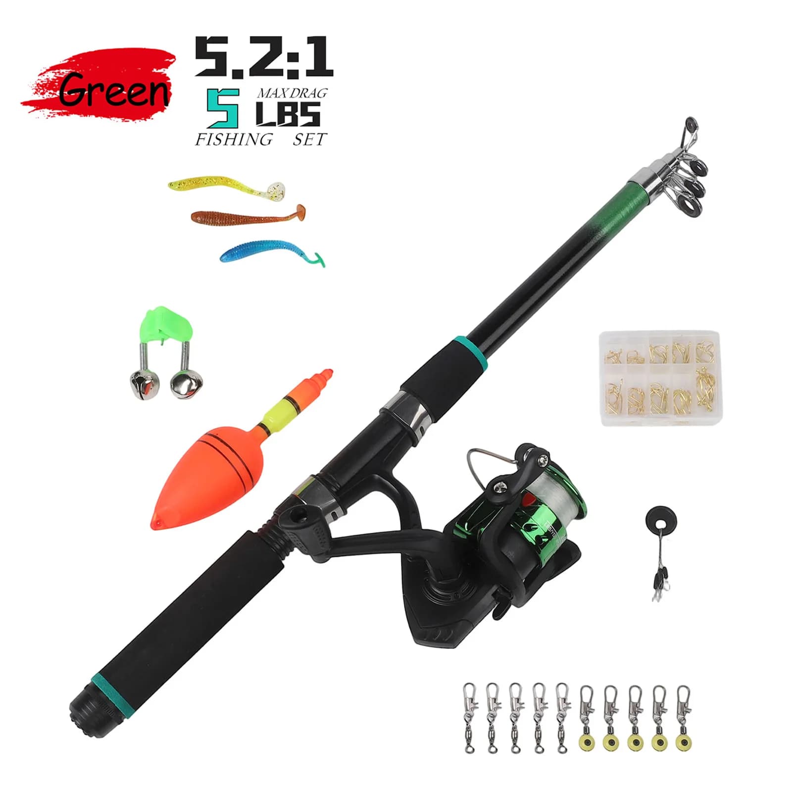 45 18 8 cm Fishing rod and reel Transportable fishing rod Fishing equipment Box set for equipment Pre-spine fishing reel