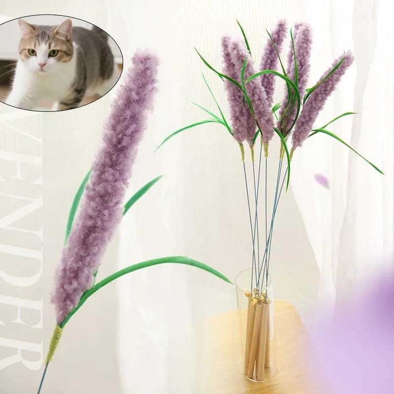 Giocattolo teaser per gatti lavanda Giocattolo interattivo per gattini che gioca con il bastone per gatti Giocattoli con corda antigraffio Accessori per gatti