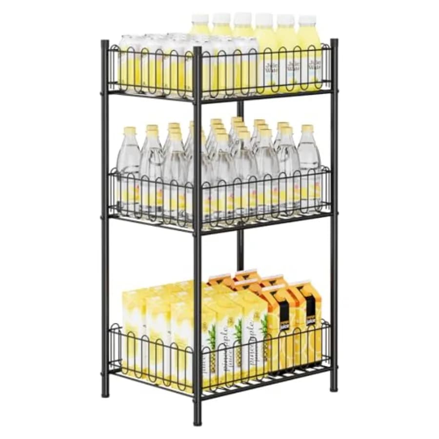 Portabottiglie a 3 livelli, organizer verticale in metallo per bibite e bevande, scaffale portaoggetti per cucina, bancone, dispensa e lattine