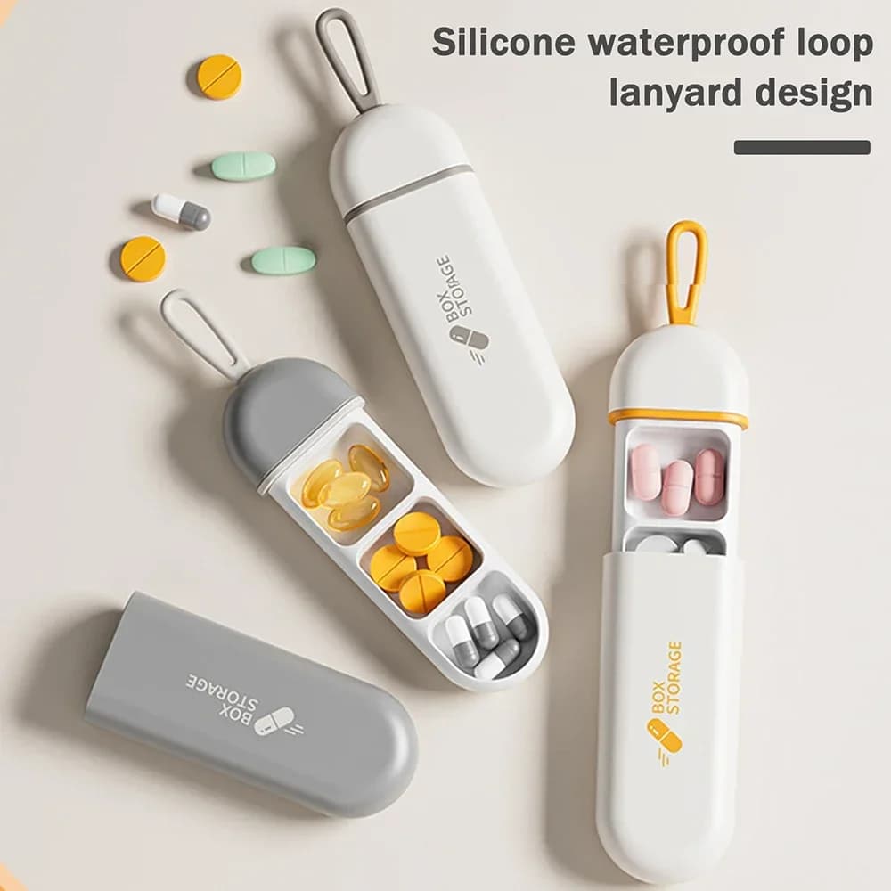 Portable Colorful 3 Spaces Medicine Case Health Care Container Case Pill Box Splitters Travel Pill Box Tiny Box Easy to Carry