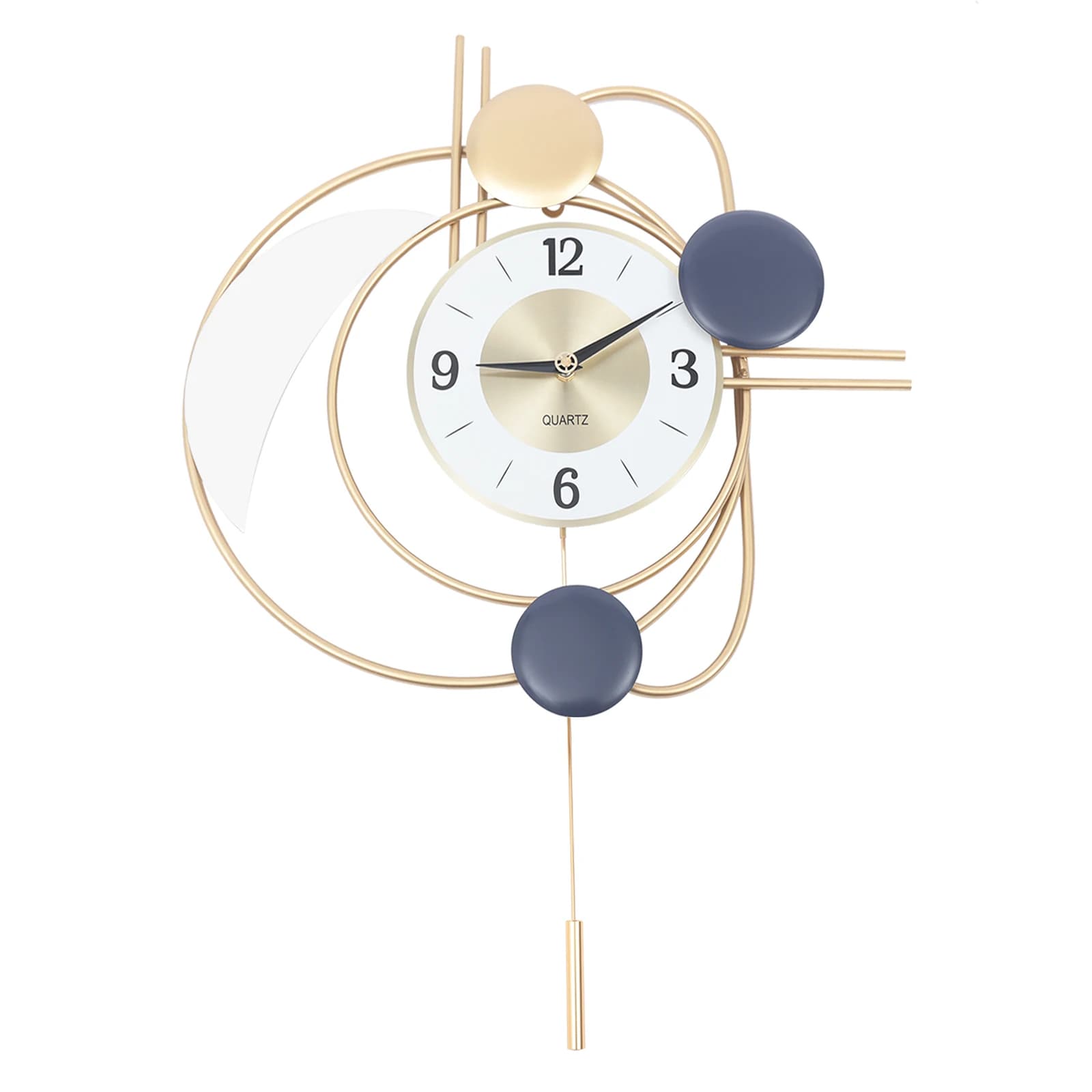 Wall Clocks, Silent Quartz Swinging Wall Clock, Durable Iron Material, Large 8.27 Inch Dial, Arabic Numerals for Easy Reading, Home Decoration