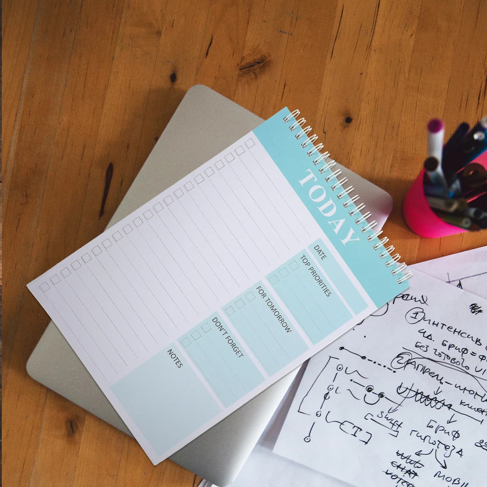 Agenda Portatile Multifunzione, Organizer Giornaliero, Quaderno Compatto per Ufficio e Scuola, Blocco Note per Insegnanti