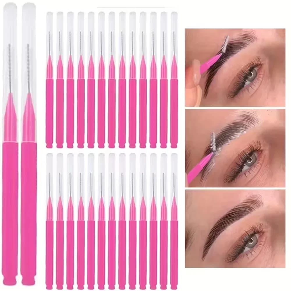 50 mini disposable eyebrow brushes, mini folding mascara applicators, makeup tools, eyelash filling tools and for lifting and dyeing eyebrows, extension brushes