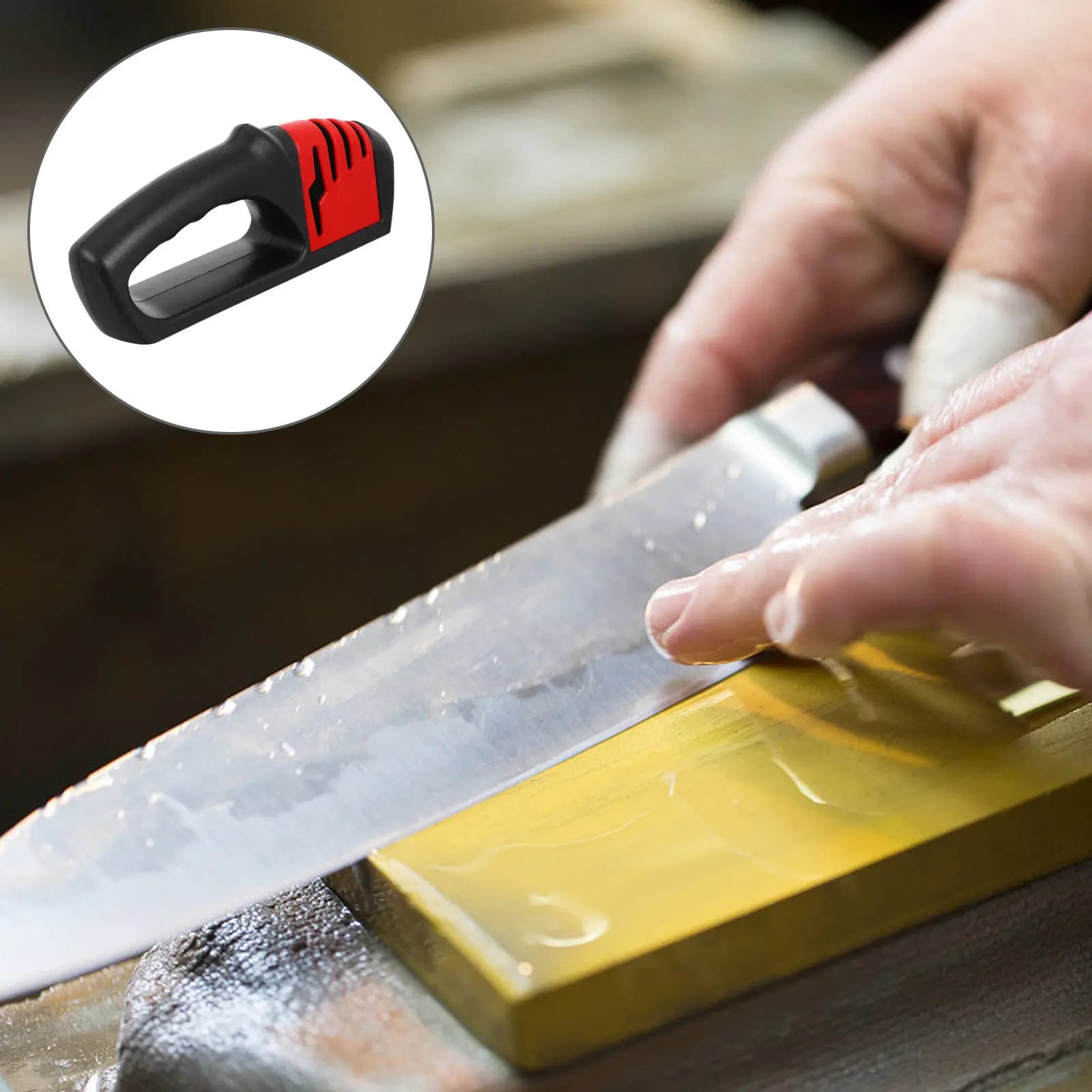 Adjustable Ergonomic Sharpener, Portable Kitchen Tools with Anti-slip Base, Fast Sharpener for Professional Blades