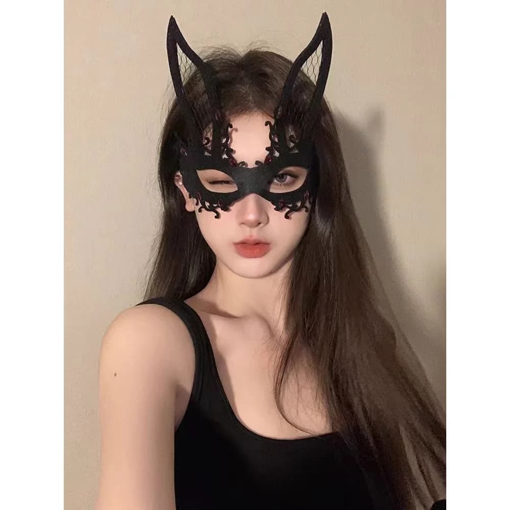 Party Mask Sexy Gothic Lace Mask Lace Half Face Mask Elegant For Halloween New Year'S Eve Costume Party