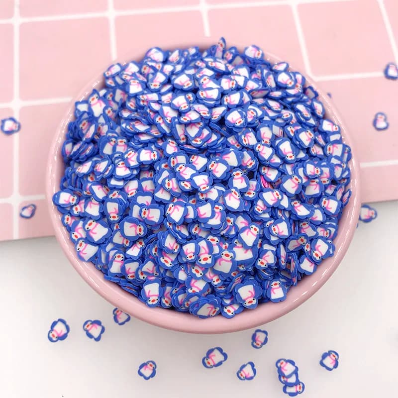 100g Blu Pinguino Caldo Dell'argilla Spruzza per Slime Del Polimero Fette FAI DA TE Mestieri Fare Decalcomanie Kit Unghie Artistiche Accessori 5mm