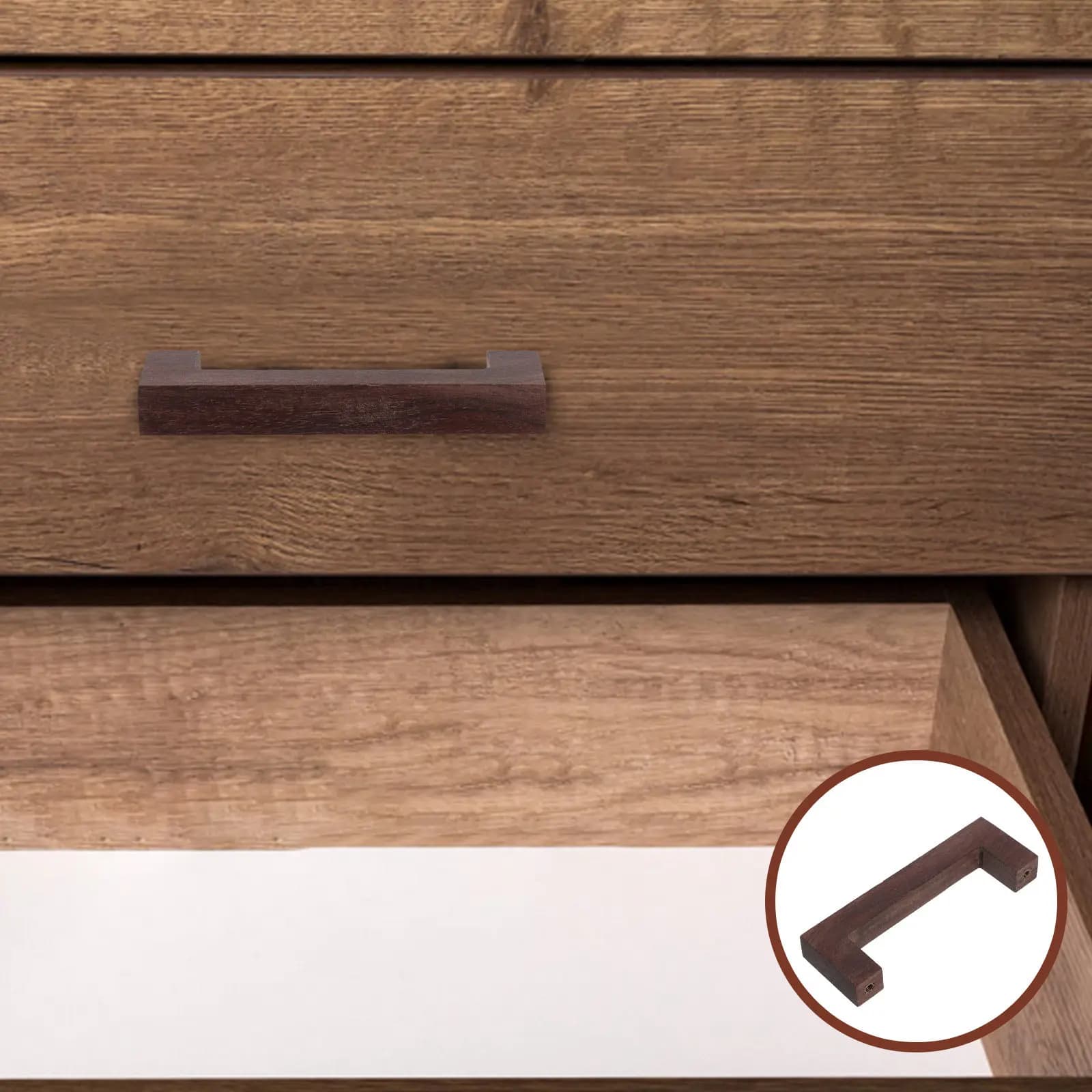 2Pcs Walnut Wood Cabinet Pull Dark Brown Rustic Drawer Handles Easy Install Screws Dresser Bedroom Furniture Upgrade Replacement
